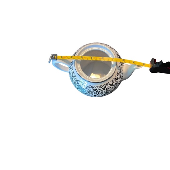 Disney Mickey Mouse Ceramic Teapot Black & White Pattern EUC - Picture 5 of 8